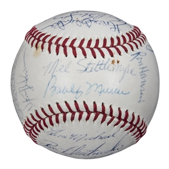 1970 New York Yankees Team Signed OAL Cronin Baseball With 21 Signatures (JSA)